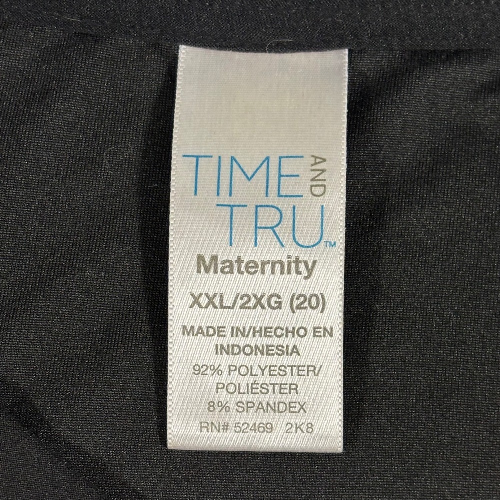 Time and Tru Maternity Top Womens XXL Black V-Neck Ruched Short Sleeve Shirt - Picture 2 of 11
